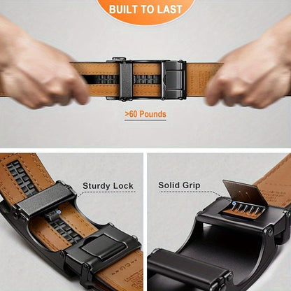 2 - Pack Men's Genuine Leather Ratchet Belt - Cafe y Calle