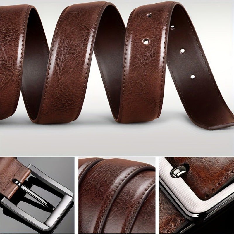 Set of 2 Retro Leather Belts with Pin Buckle - Cafe y Calle