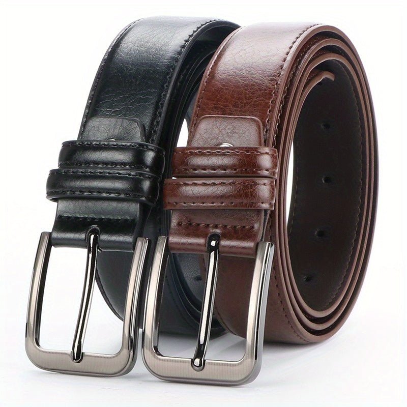 Set of 2 Retro Leather Belts with Pin Buckle - Cafe y Calle