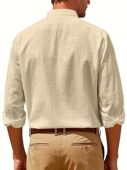 Premium Linen Henley Shirt - Cafe y Calle