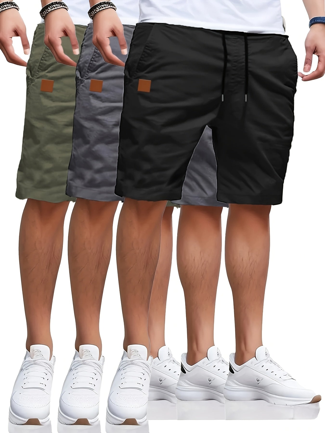 3 Solid Color Casual Shorts Set - Cafe y Calle