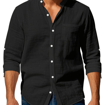 Premium Linen Henley Shirt - Cafe y Calle