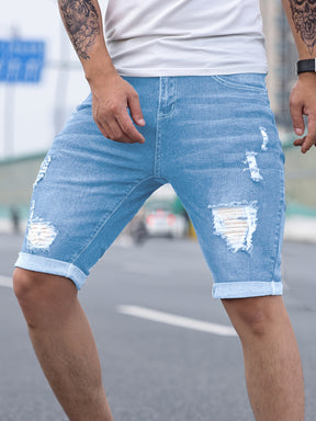 Ripped Skinny Denim Shorts - Cafe y Calle
