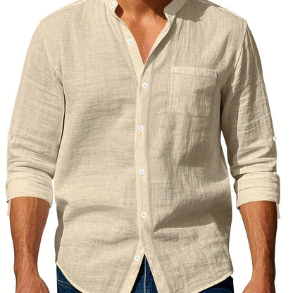 Premium Linen Henley Shirt - Cafe y Calle