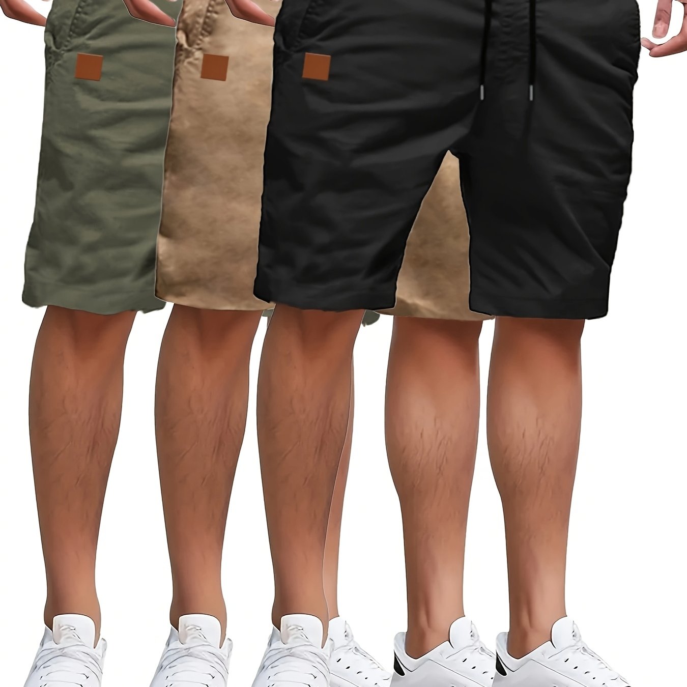 3 Solid Color Casual Shorts Set - Cafe y Calle