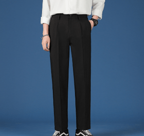 Elegant Pleated Straight - Leg Pants - Cafe y Calle