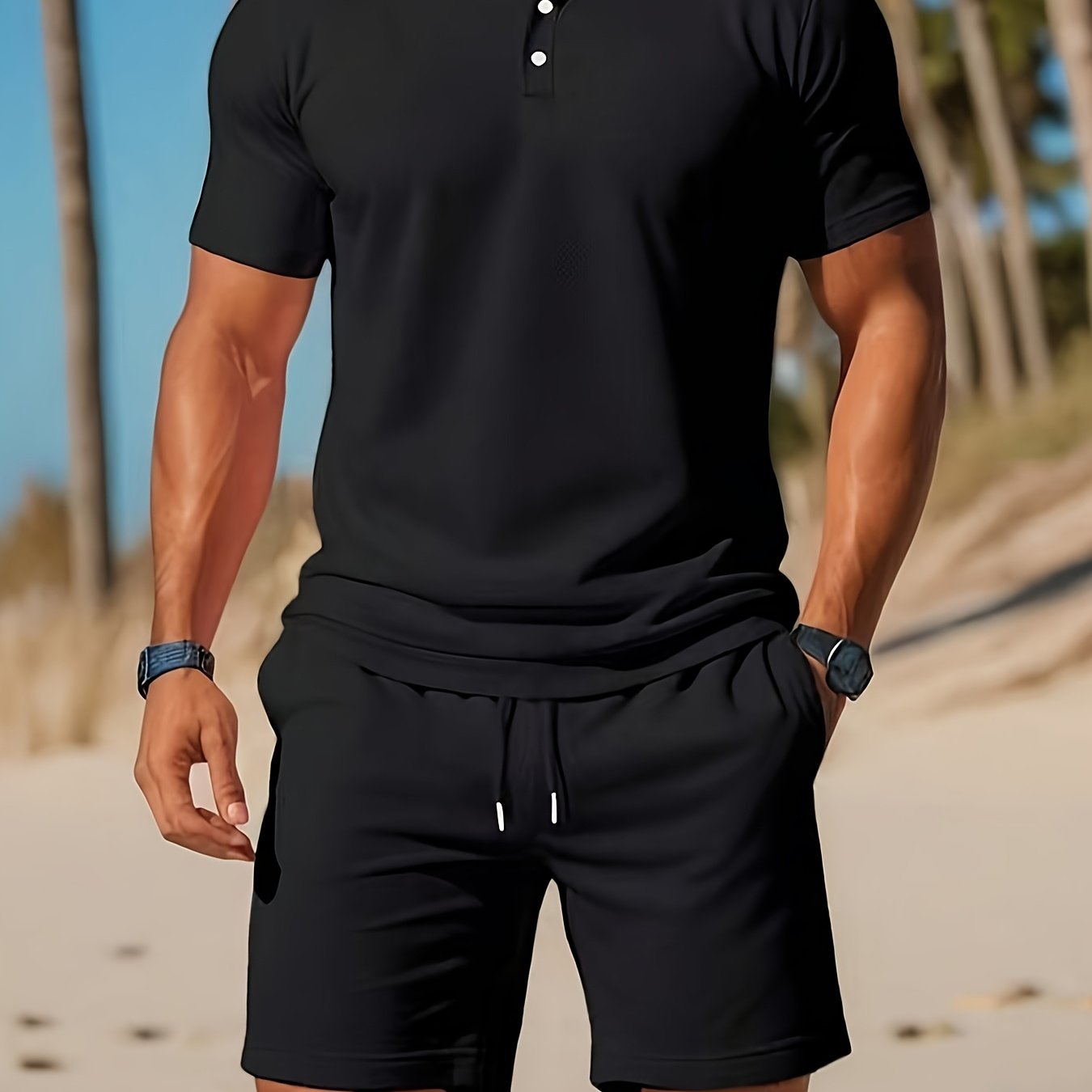 Casual Polo and Shorts Set - Cafe y Calle