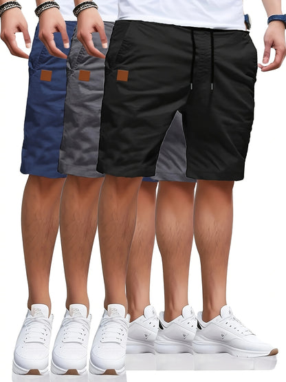 3 Solid Color Casual Shorts Set - Cafe y Calle