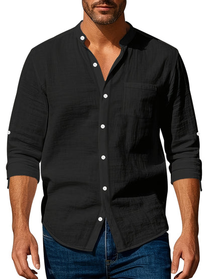 Premium Linen Henley Shirt - Cafe y Calle
