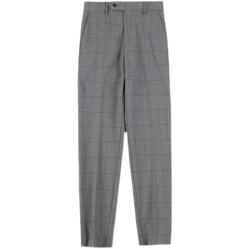 Slim Fit British - Style Plaid Dress Pants - Cafe y Calle