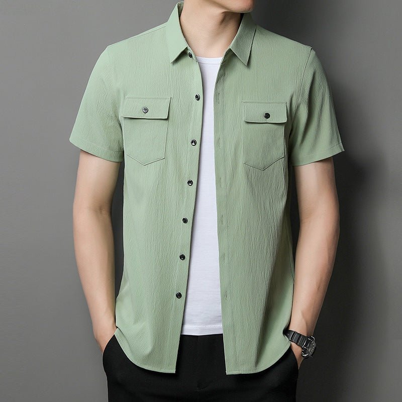 Solid Color Short Sleeve Shirt - Cafe y Calle
