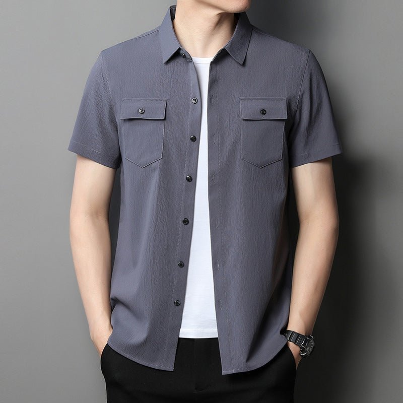 Solid Color Short Sleeve Shirt - Cafe y Calle