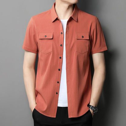 Solid Color Short Sleeve Shirt - Cafe y Calle