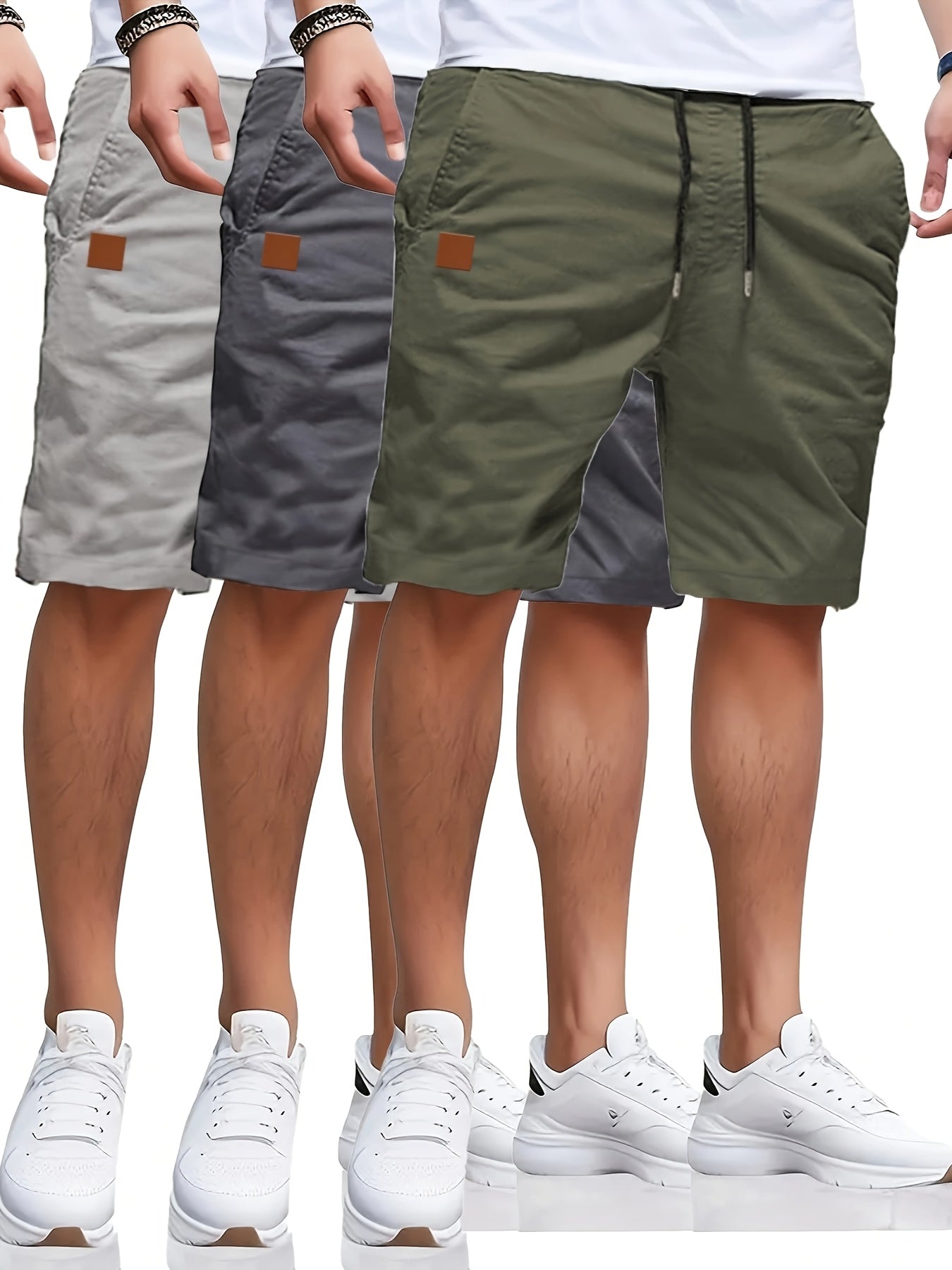 3 Solid Color Casual Shorts Set - Cafe y Calle