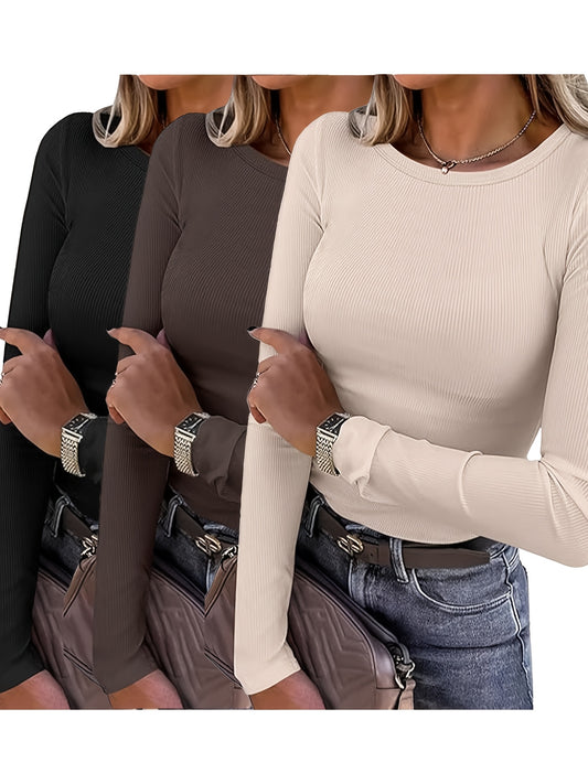 CYC Solides Strickoberteil mit langen Ärmeln (3er-Set)