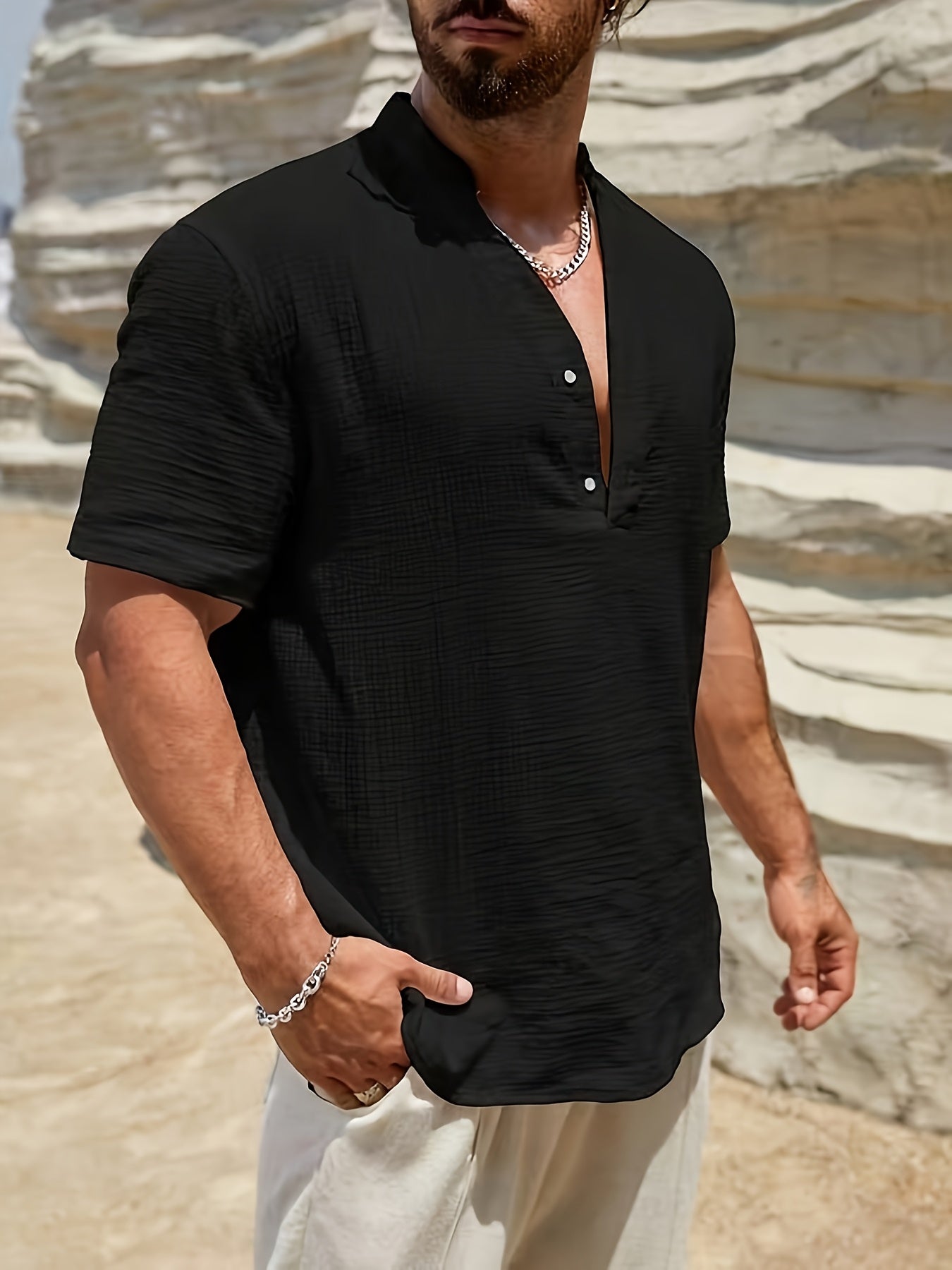 Cyc - Leinen Henley -Shirt