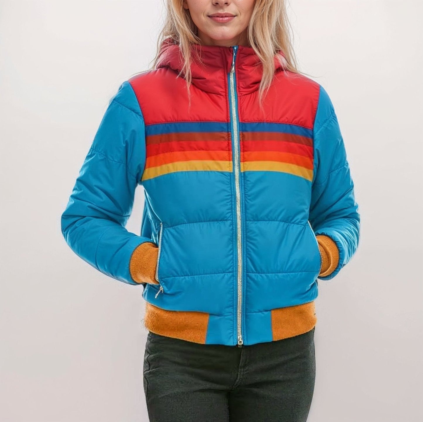 CYC Retro-Pufferjacke mit Farbblockdesign