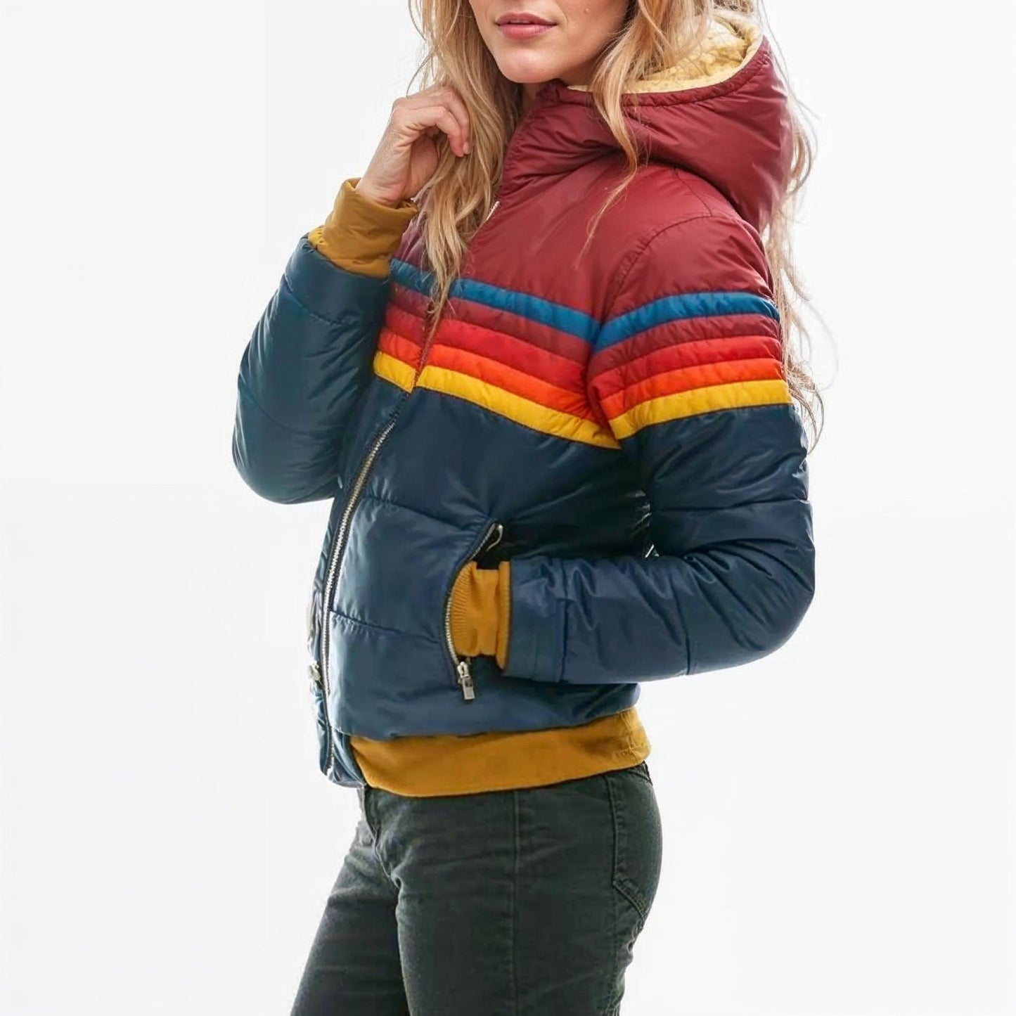 CYC Retro-Pufferjacke mit Farbblockdesign